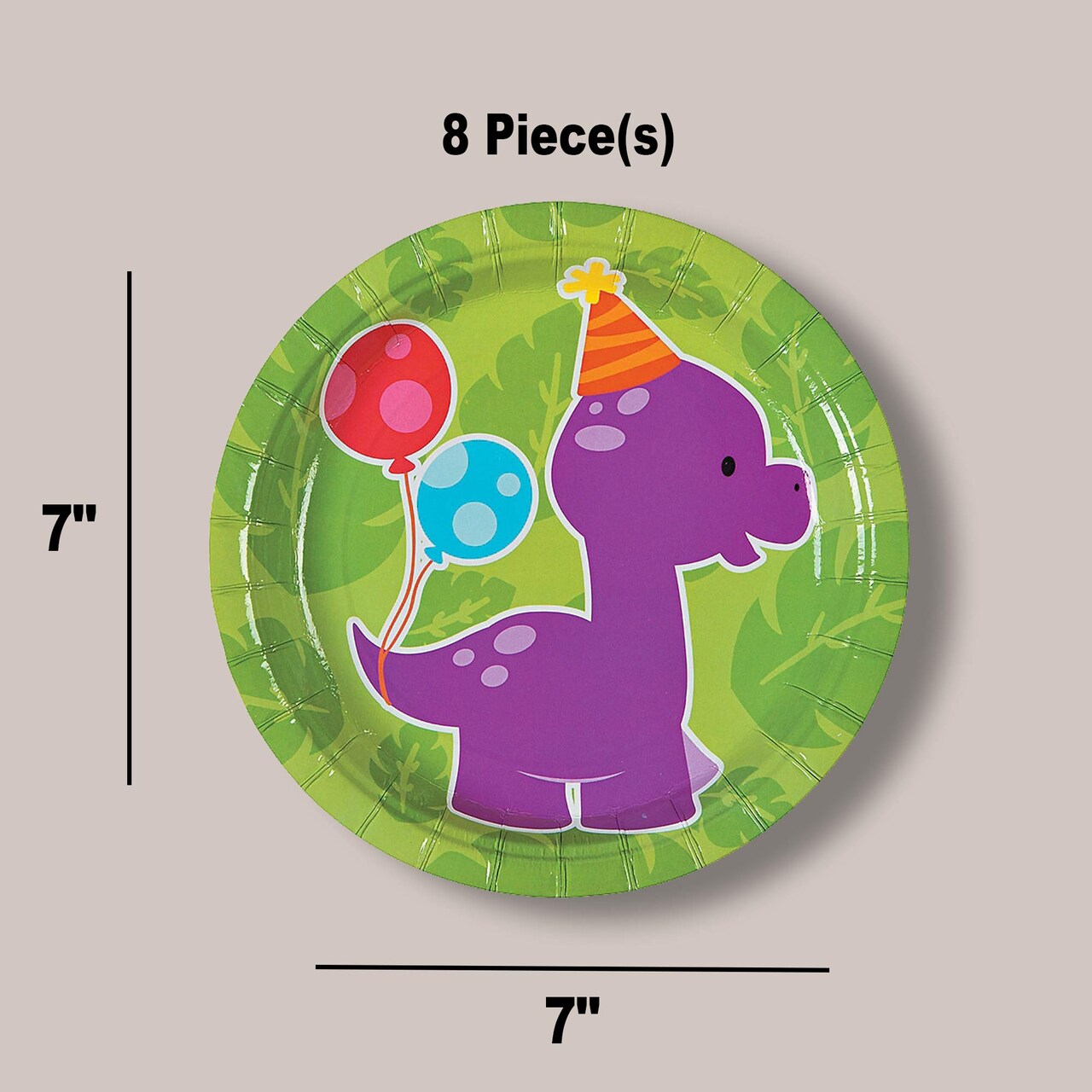 8 Count Little Dino Brontosaurus Paper Dessert Plates 7-Inch Dinosaur Party Tableware